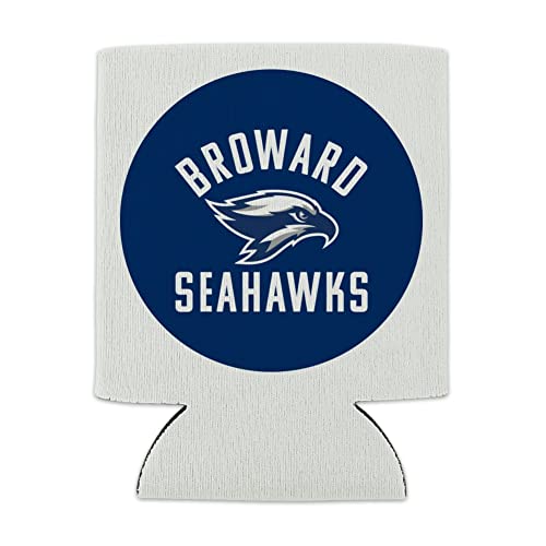 Broward College Seahawks Logo Can Cooler - Drink Sleeve Hugger Collapsible Insulator - Beverage Insulated Holder