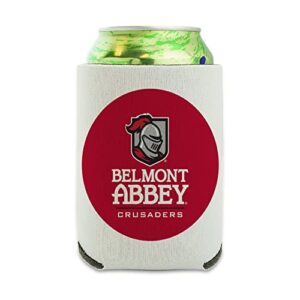 belmont abbey college crusaders logo can cooler - drink sleeve hugger collapsible insulator - beverage insulated holder