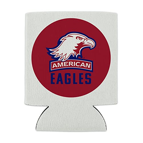 American University Eagles Logo Can Cooler - Drink Sleeve Hugger Collapsible Insulator - Beverage Insulated Holder