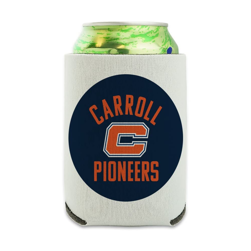 Carroll University Pioneers Logo Can Cooler - Drink Sleeve Hugger Collapsible Insulator - Beverage Insulated Holder