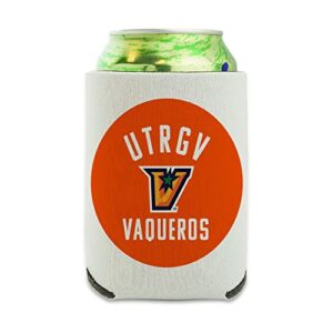 the university of texas rio grande valley vaqueros logo can cooler - drink sleeve hugger collapsible insulator - beverage insulated holder