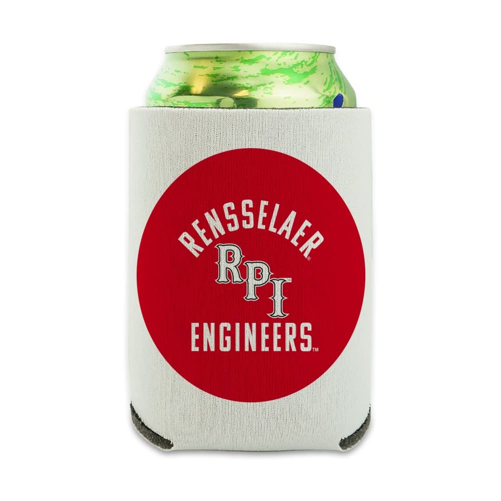 Rensselaer Polytechnic Institute Red Hawks Logo Can Cooler - Drink Sleeve Hugger Collapsible Insulator - Beverage Insulated Holder