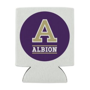 Albion College Primary Logo Can Cooler - Drink Sleeve Hugger Collapsible Insulator - Beverage Insulated Holder