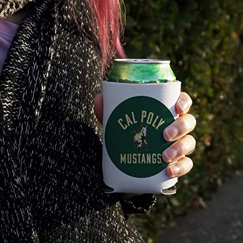 Cal Poly Mustangs Logo Can Cooler - Drink Sleeve Hugger Collapsible Insulator - Beverage Insulated Holder