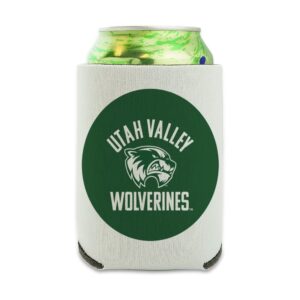 utah valley university wolverines logo can cooler - drink sleeve hugger collapsible insulator - beverage insulated holder