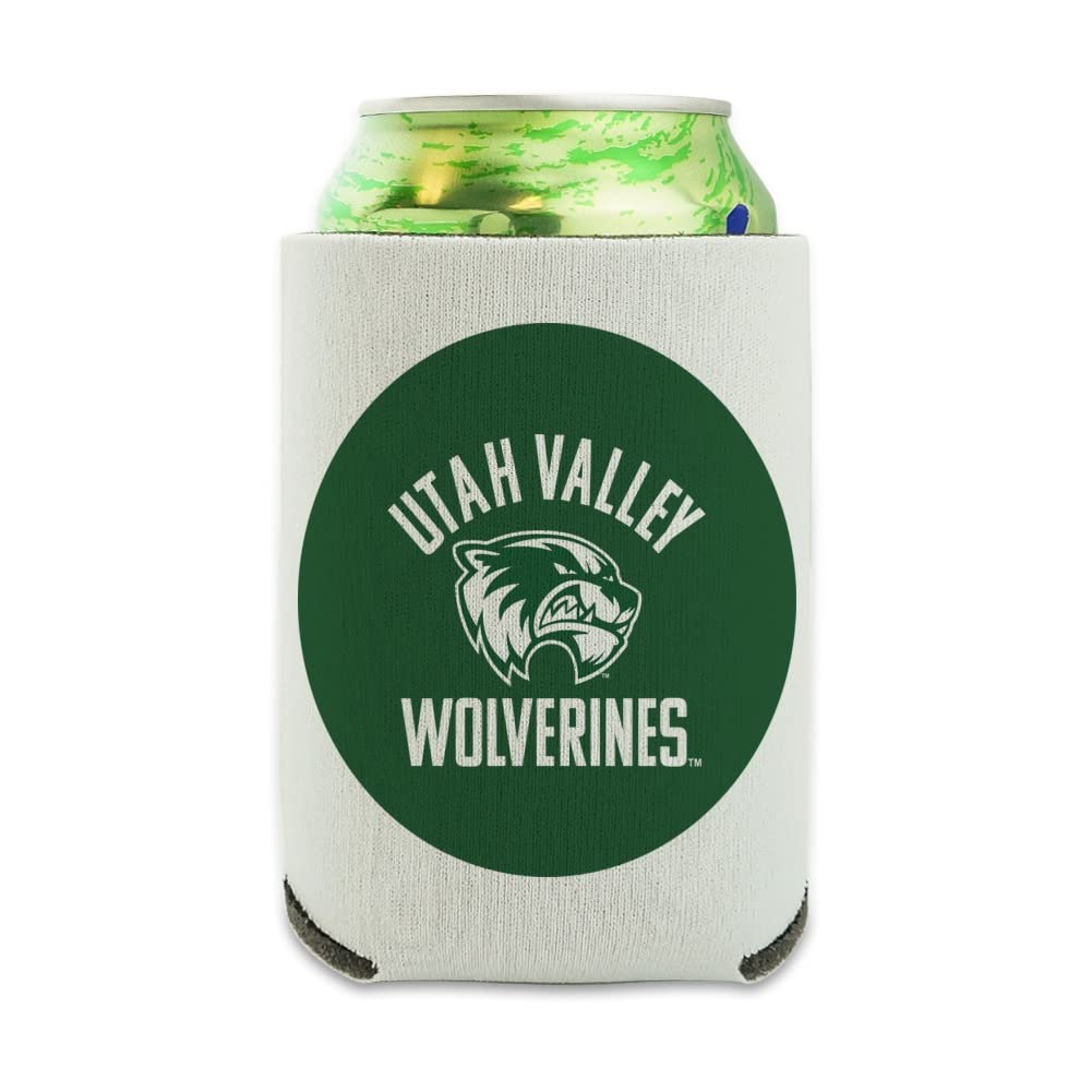 Utah Valley University Wolverines Logo Can Cooler - Drink Sleeve Hugger Collapsible Insulator - Beverage Insulated Holder