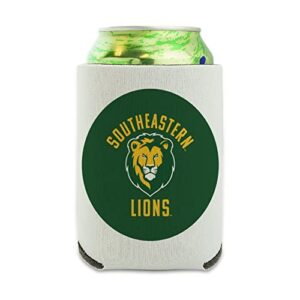 southeastern louisiana university lions logo can cooler - drink sleeve hugger collapsible insulator - beverage insulated holder