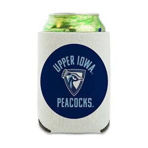 upper iowa university peacocks logo can cooler - drink sleeve hugger collapsible insulator - beverage insulated holder