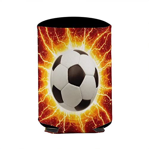 Can Cooler Sleeves Coozies for Cans And Bottles Insulators Soccer Ball Bright Lightnings Print PVC Elastic Reusable