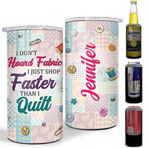 sandjest personalized sewing tumbler sewing pattern 4 in 1 16oz tumbler can cooler coozie stainless steel tumbler gift for women quilting crochet lover mom grandma birthday christmas