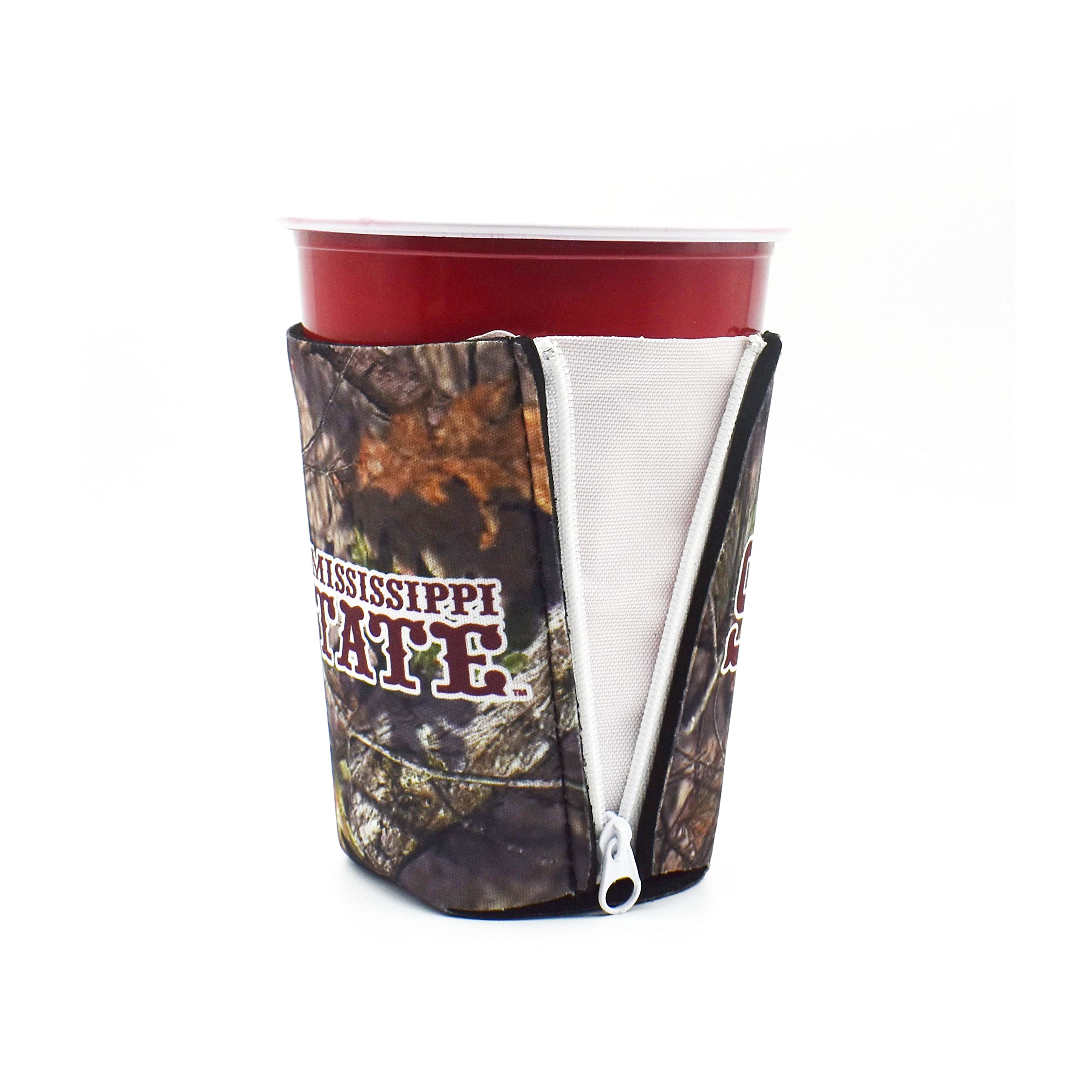 Mississippi State University Mossy Oak Break-up Country Camo ZipSip ZipSip All-in-One Adjustable Neoprene Insulated Drink Holder with Zippers