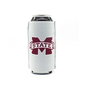 zipsip nonmagnet- msu adjustable all-in-one coozie with zippers for cans, bottles, slim cans, pint glasses, party cups – can cooler - insolated neoprene sleeve - msu bulldogs light gray, large