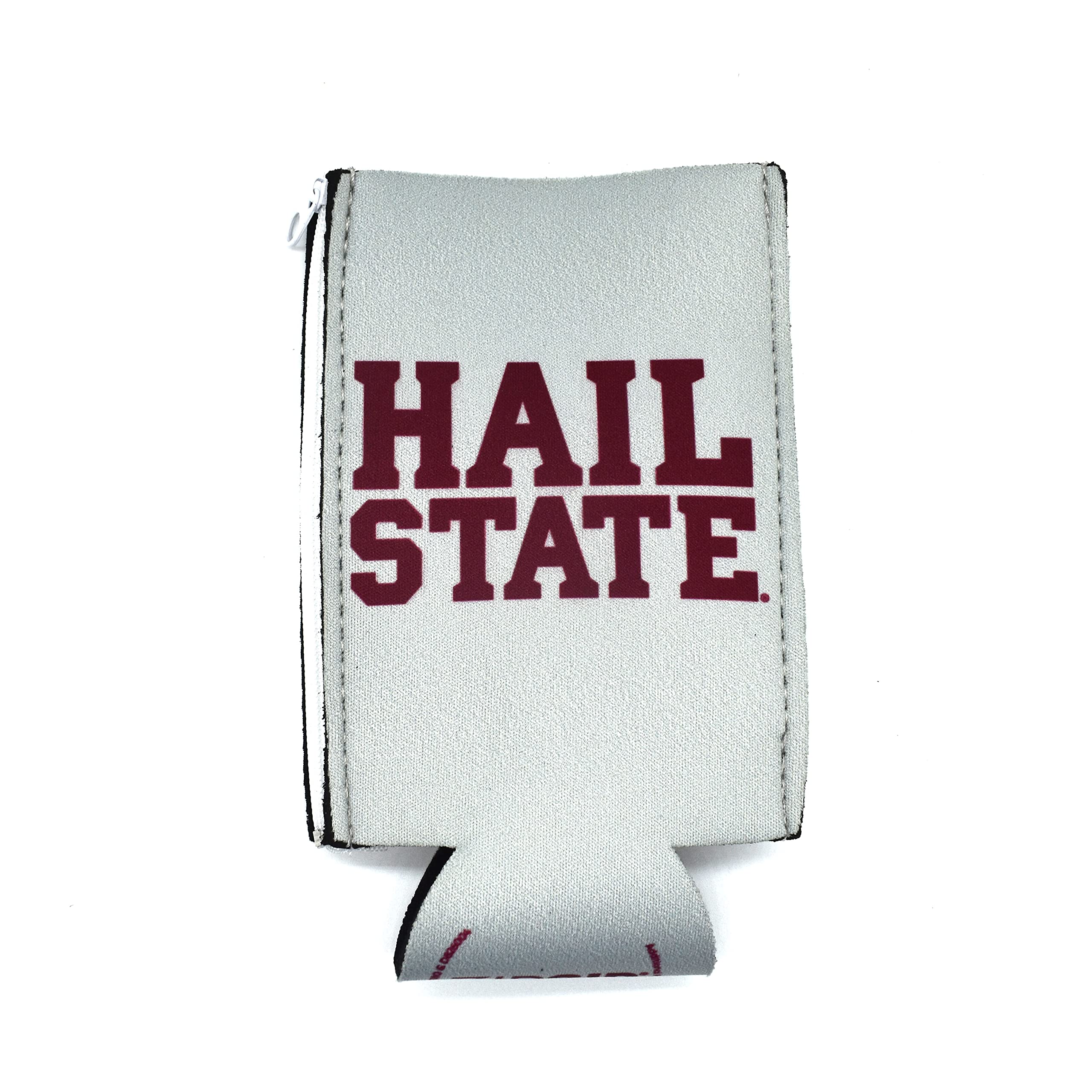 ZipSip NONMAGNET- MSU Adjustable All-In-One Coozie with Zippers for Cans, Bottles, Slim Cans, Pint Glasses, Party Cups – Can Cooler - Insolated Neoprene Sleeve - MSU Bulldogs Light Gray, Large