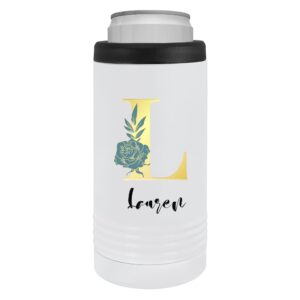 personalized floral inital slim can cooler | skinny can cooler | slim can cooler | can cooler | seltzer slim can | hard seltzer cooler