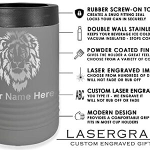 LaserGram Double Wall Insulated Beverage Can Holder, Basketball Ball, Personalized Engraving Included (Standard Can, Gray)