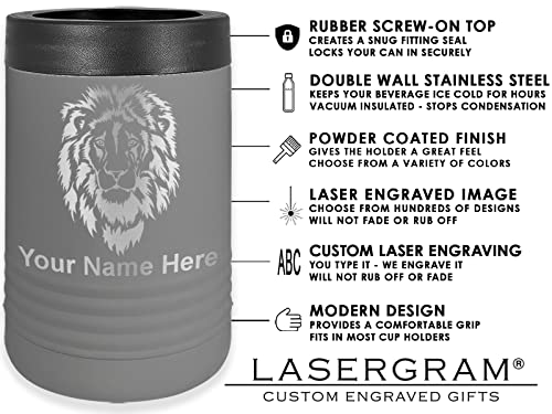 LaserGram Double Wall Insulated Beverage Can Holder, Basketball Ball, Personalized Engraving Included (Standard Can, Gray)