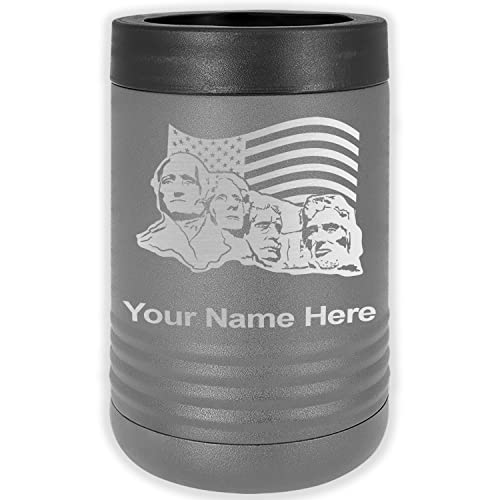 LaserGram Double Wall Insulated Beverage Can Holder, Mount Rushmore, Personalized Engraving Included (Standard Can, Gray)