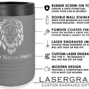 LaserGram Double Wall Insulated Beverage Can Holder, Lacrosse Sticks, Personalized Engraving Included (Standard Can, Gray)