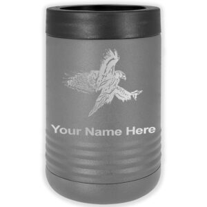 lasergram double wall insulated beverage can holder, hawk, personalized engraving included (standard can, gray)