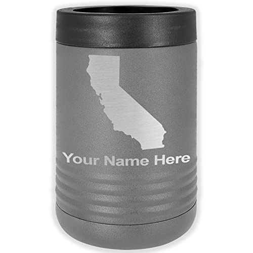 LaserGram Double Wall Insulated Beverage Can Holder, State of California, Personalized Engraving Included (Standard Can, Gray)