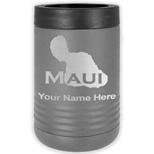 lasergram double wall insulated beverage can holder, maui island, personalized engraving included (standard can, gray)