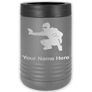 lasergram double wall insulated beverage can holder, baseball catcher, personalized engraving included (standard can, gray)