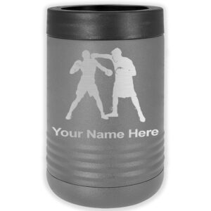 lasergram double wall insulated beverage can holder, boxers boxing, personalized engraving included (standard can, gray)