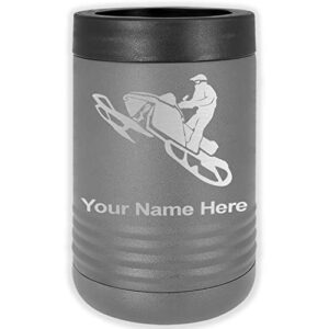 lasergram double wall insulated beverage can holder, snowmobile, personalized engraving included (standard can, gray)