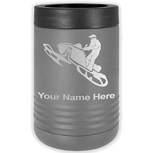 LaserGram Double Wall Insulated Beverage Can Holder, Snowmobile, Personalized Engraving Included (Standard Can, Gray)