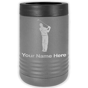 lasergram double wall insulated beverage can holder, golfer, personalized engraving included (standard can, gray)