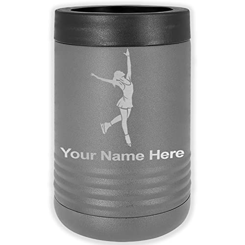 LaserGram Double Wall Insulated Beverage Can Holder, Figure Skater, Personalized Engraving Included (Standard Can, Gray)