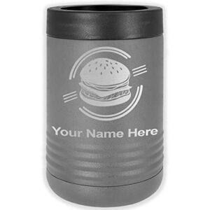 lasergram double wall insulated beverage can holder, hamburger, personalized engraving included (standard can, gray)