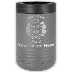 lasergram double wall insulated beverage can holder, hecho en peru, personalized engraving included (standard can, gray)