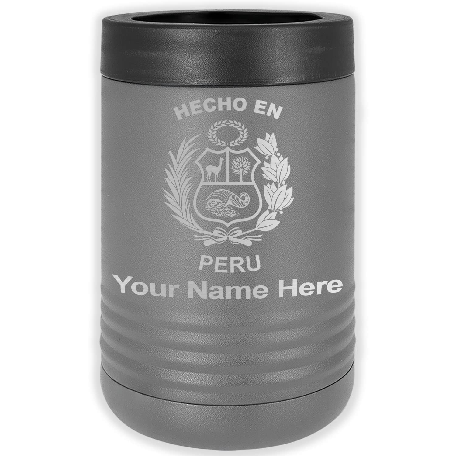 LaserGram Double Wall Insulated Beverage Can Holder, Hecho En Peru, Personalized Engraving Included (Standard Can, Gray)