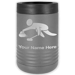 lasergram double wall insulated beverage can holder, curling figure, personalized engraving included (standard can, gray)