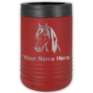 lasergram double wall insulated beverage can holder, horse head 1, personalized engraving included (standard can, maroon)