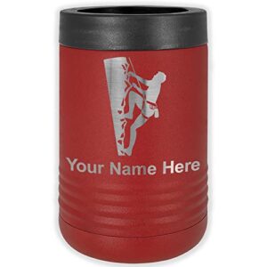 lasergram double wall insulated beverage can holder, rock climber, personalized engraving included (standard can, maroon)