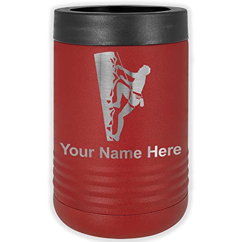 LaserGram Double Wall Insulated Beverage Can Holder, Rock Climber, Personalized Engraving Included (Standard Can, Maroon)