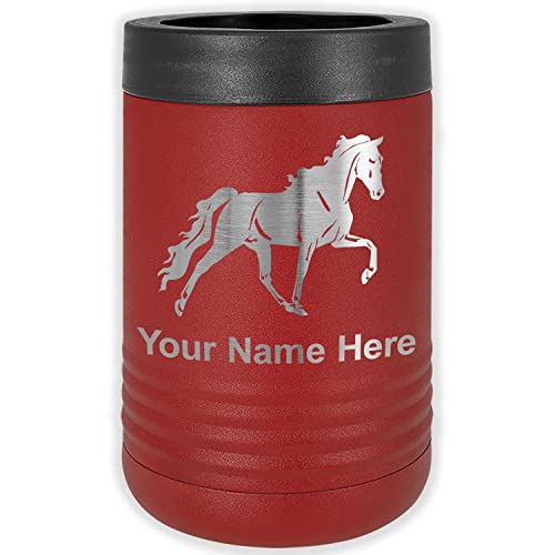 LaserGram Double Wall Insulated Beverage Can Holder, Horse, Personalized Engraving Included (Standard Can, Maroon)