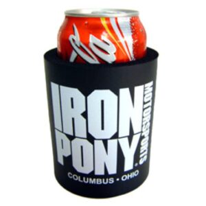 black iron pony logo drink insulator