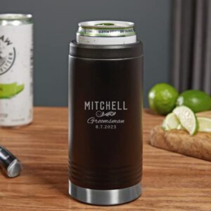 homewetbar classic groomsman personalized black seltzer can cooler (custom product)