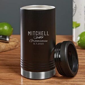 HomeWetBar Classic Groomsman Personalized Black Seltzer Can Cooler (Custom Product)