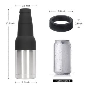 Beer Bottle Insulator, Insulated Can Bottle Cooler with Beer Opener Double Wall Beer Bottle Insulator Can Chiller Accessories for Standard Cans, Beer Bottle(Sliver)