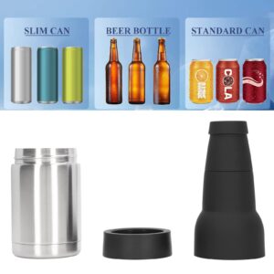 Beer Bottle Insulator, Insulated Can Bottle Cooler with Beer Opener Double Wall Beer Bottle Insulator Can Chiller Accessories for Standard Cans, Beer Bottle(Sliver)