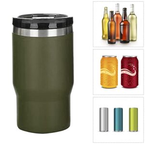 14oz Can Bottle Insulated Holder, 304 Stainless Steel Insulated Can Cooler for Outdoor Drinking Car (OD Green)