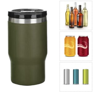 14oz Can Bottle Insulated Holder Drink Cooler 304 Stainless Steel Easy Clean Insulated Can Cooler for Outdoor Drinking Car (OD Green)