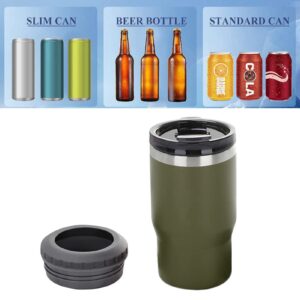 14oz Can Bottle Insulated Holder Drink Cooler 304 Stainless Steel Easy Clean Insulated Can Cooler for Outdoor Drinking Car (OD Green)