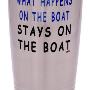 Rogue River Tactical Large Funny Fishing 20 Ounce Travel Tumbler Mug Cup w/Lid What Happens on The Boat Stays On The Boat Fishing Gift Fish