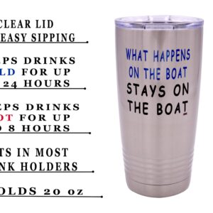 Rogue River Tactical Large Funny Fishing 20 Ounce Travel Tumbler Mug Cup w/Lid What Happens on The Boat Stays On The Boat Fishing Gift Fish