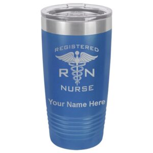 lasergram 20oz vacuum insulated tumbler mug, rn registered nurse, personalized engraving included (dark blue)